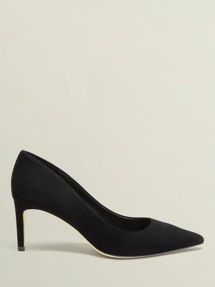 Hobbs Leila Leather Court Shoes, Black, Black