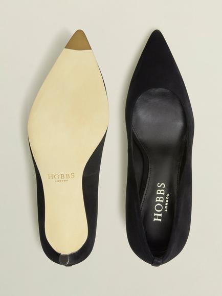 Hobbs Leila Leather Court Shoes, Black - view 2, Black