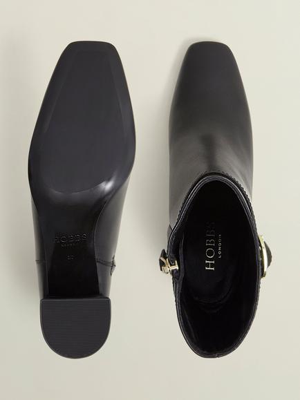 Hobbs Gabriella Leather Heeled Ankle Boots, Black - view 2, Black