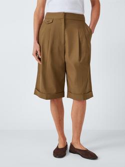 John Lewis Cotton Linen Blend Bermuda Shorts, Khaki, Khaki