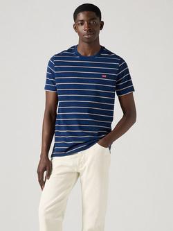Levi's Housemark Cotton Regular Fit Short Sleeve Stripe T-Shirt, Indigo/White, Indigo/White