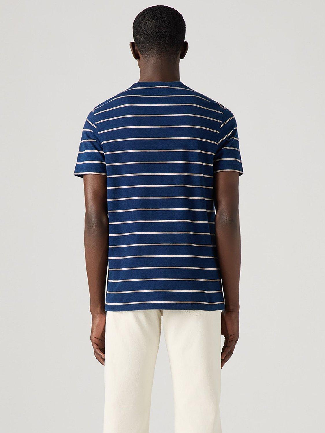 Product image 2 of 2, which shows Levi's Housemark Cotton Regular Fit Short Sleeve Stripe T-Shirt, Indigo/White, S
