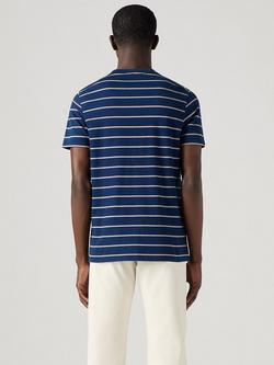 Levi's Housemark Cotton Regular Fit Short Sleeve Stripe T-Shirt, Indigo/White - view 2, Indigo/White