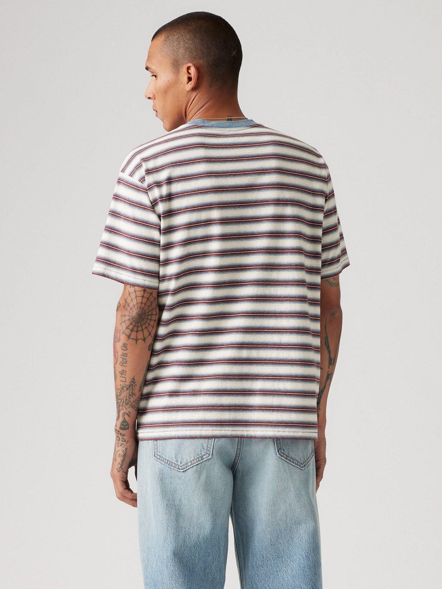Product image 2 of 4, which shows Levi's Cotton Regular Fit Red Tab Vintage Stripe T-Shirt, Porridge, S