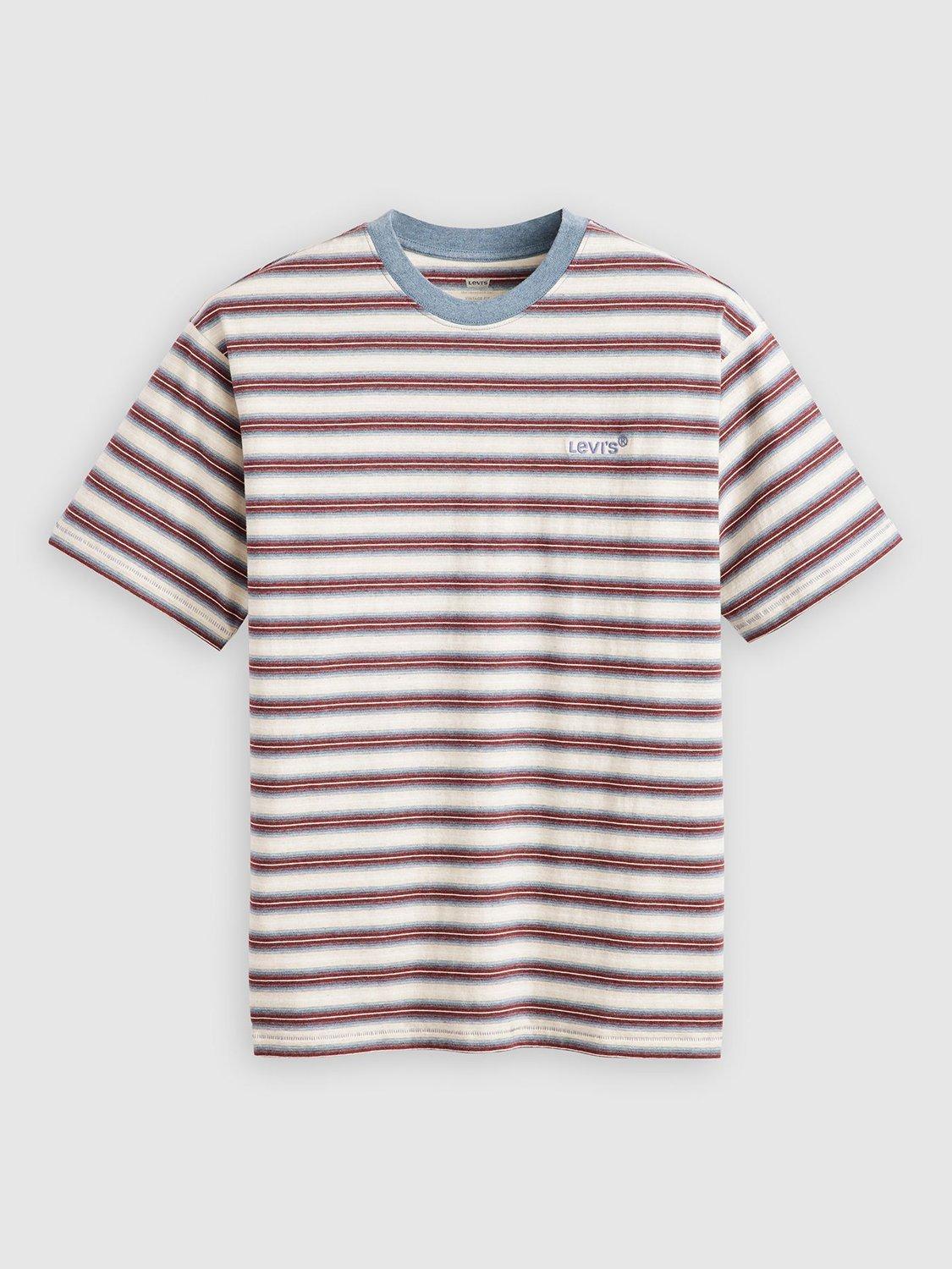 Product image 3 of 4, which shows Levi's Cotton Regular Fit Red Tab Vintage Stripe T-Shirt, Porridge, S