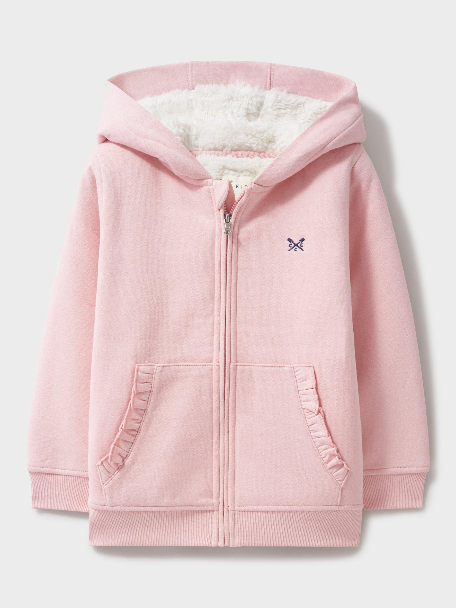 Crew Clothing Kids Cotton Zip Up Hoodie Coral