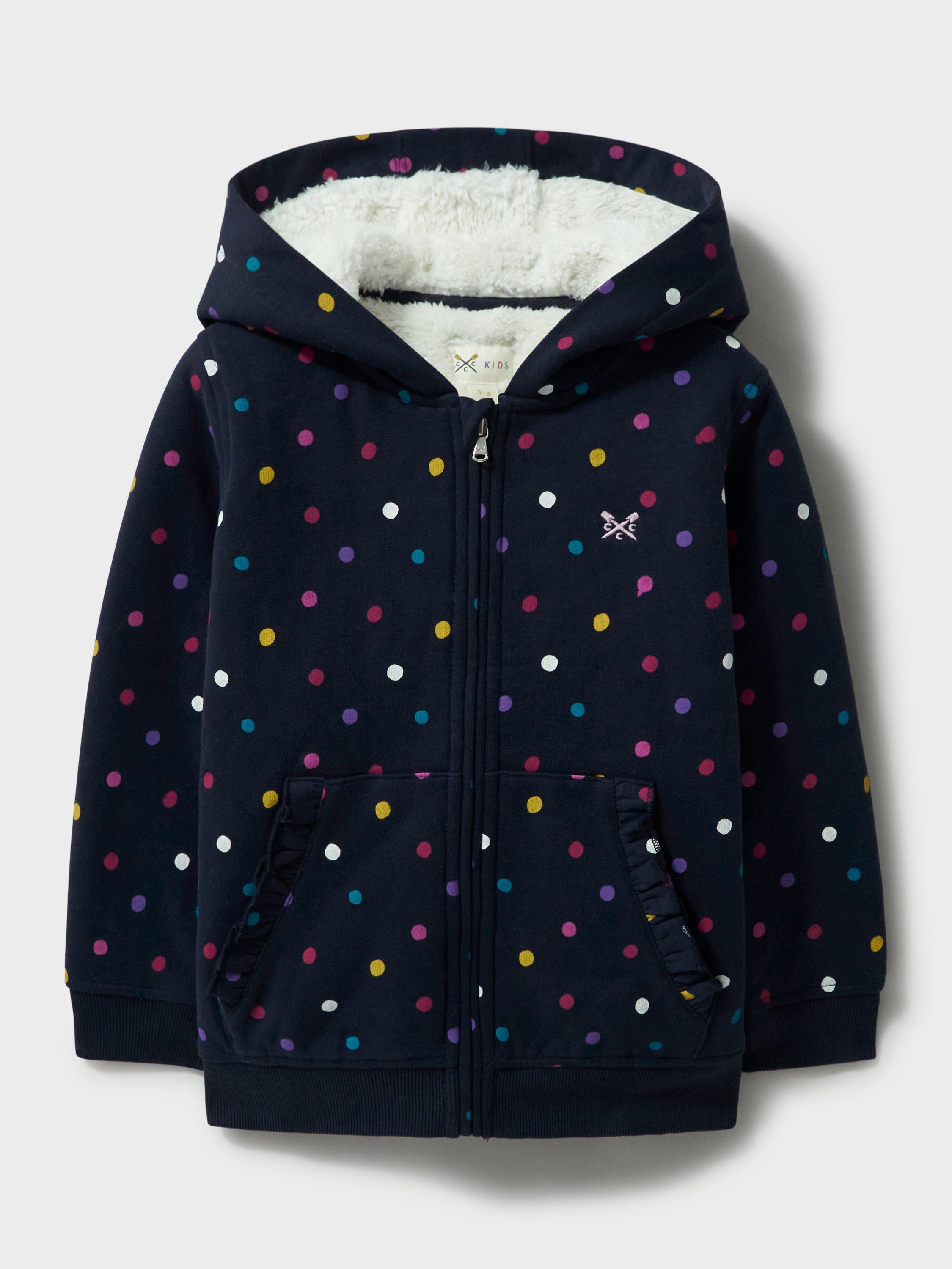 Product image 1 of 3, which shows Crew Clothing Kids' Cotton Zip Up Hoodie, Navy/Multi, 8-9 years