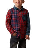 Angel & Rocket Kids' Lewis Mixed Check Cotton Shirt, Red