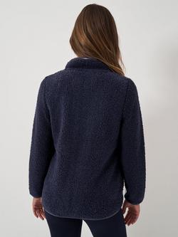 Crew Clothing Borg Zip Through Fleece, Navy Blue - view 2, Navy Blue