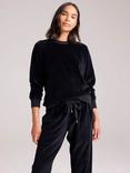 Cape Cove Ariel Velour Loose Fit Sweatshirt, Black