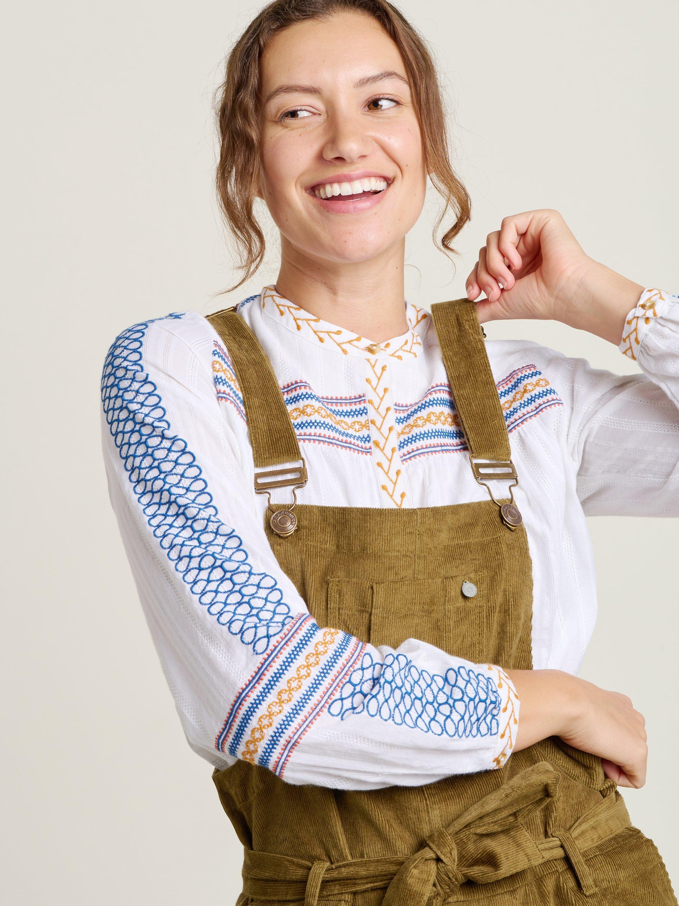 Product image 3 of 4, which shows Brakeburn Belted Corduroy Dungarees, Khaki, 8