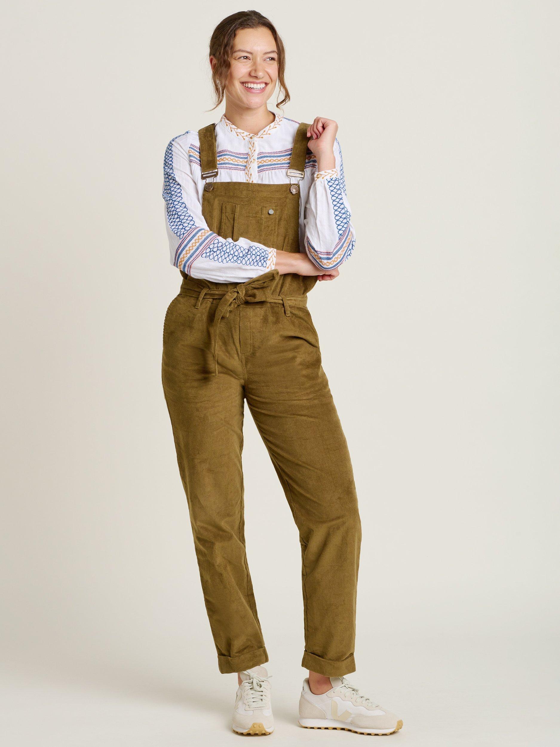 Product image 4 of 4, which shows Brakeburn Belted Corduroy Dungarees, Khaki, 8