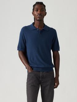 Levi's Linen Blend Regular Fit Short Sleeve Knit Polo Shirt, Navy, Navy