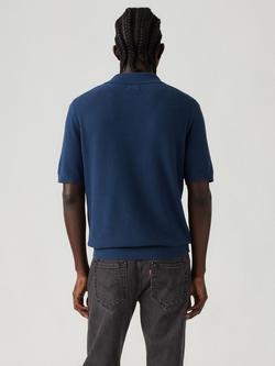 Levi's Linen Blend Regular Fit Short Sleeve Knit Polo Shirt, Navy - view 2, Navy