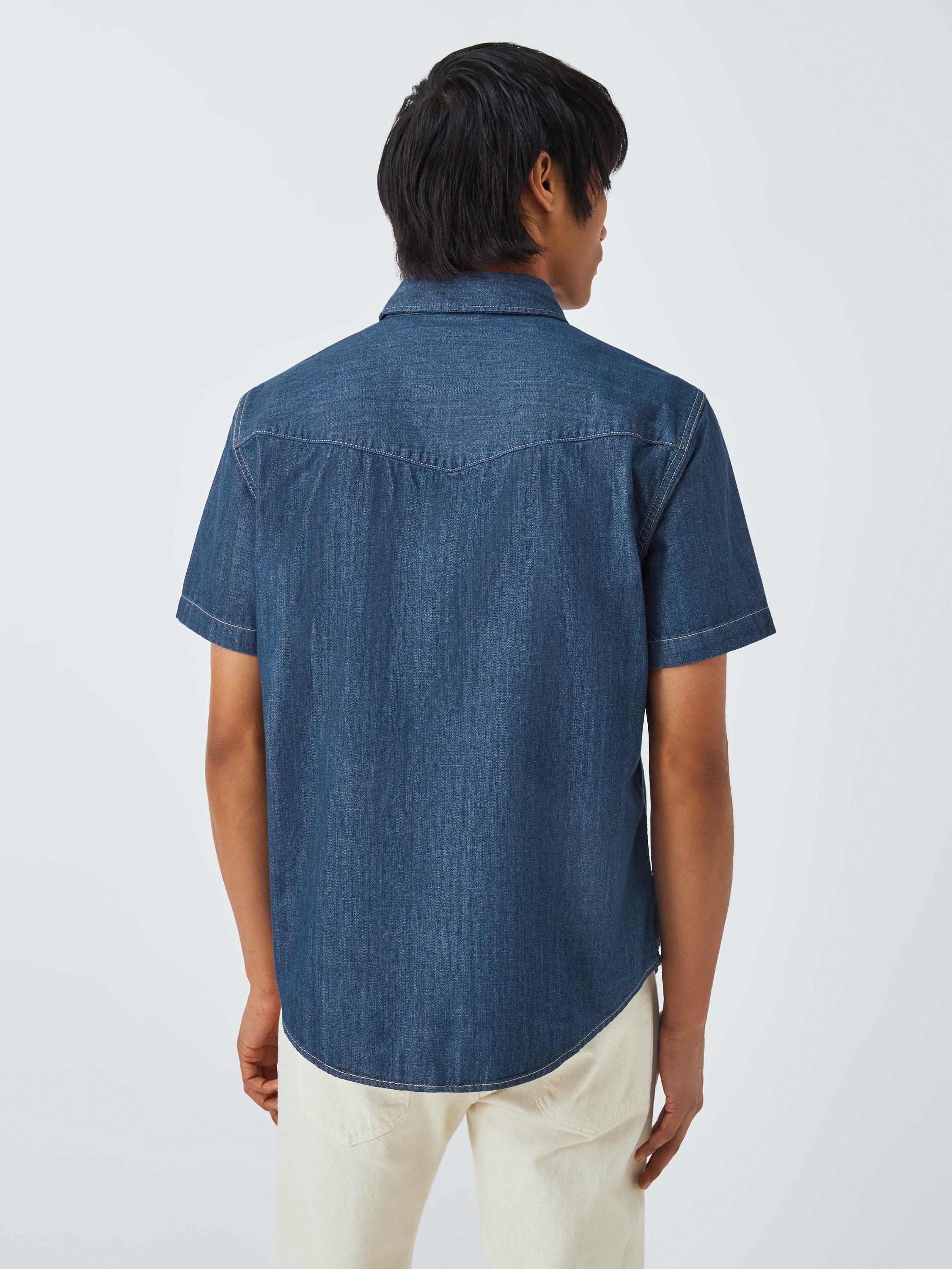Product image 2 of 6, which shows Levi's Relaxed Fit Short Sleeve Denim Shirt, Olsen Dark, M