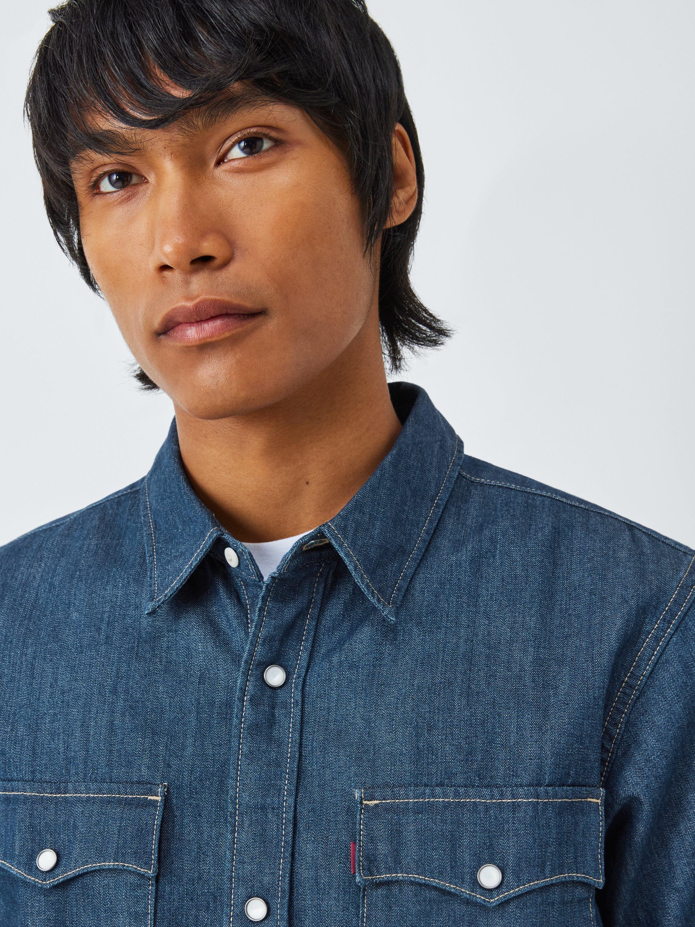 Product image 5 of 6, which shows Levi's Relaxed Fit Short Sleeve Denim Shirt, Olsen Dark, M