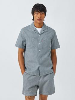 Levi's Cotton Regular Fit Stripe Camp Collar Shirt, Blue/Multi, Blue/Multi