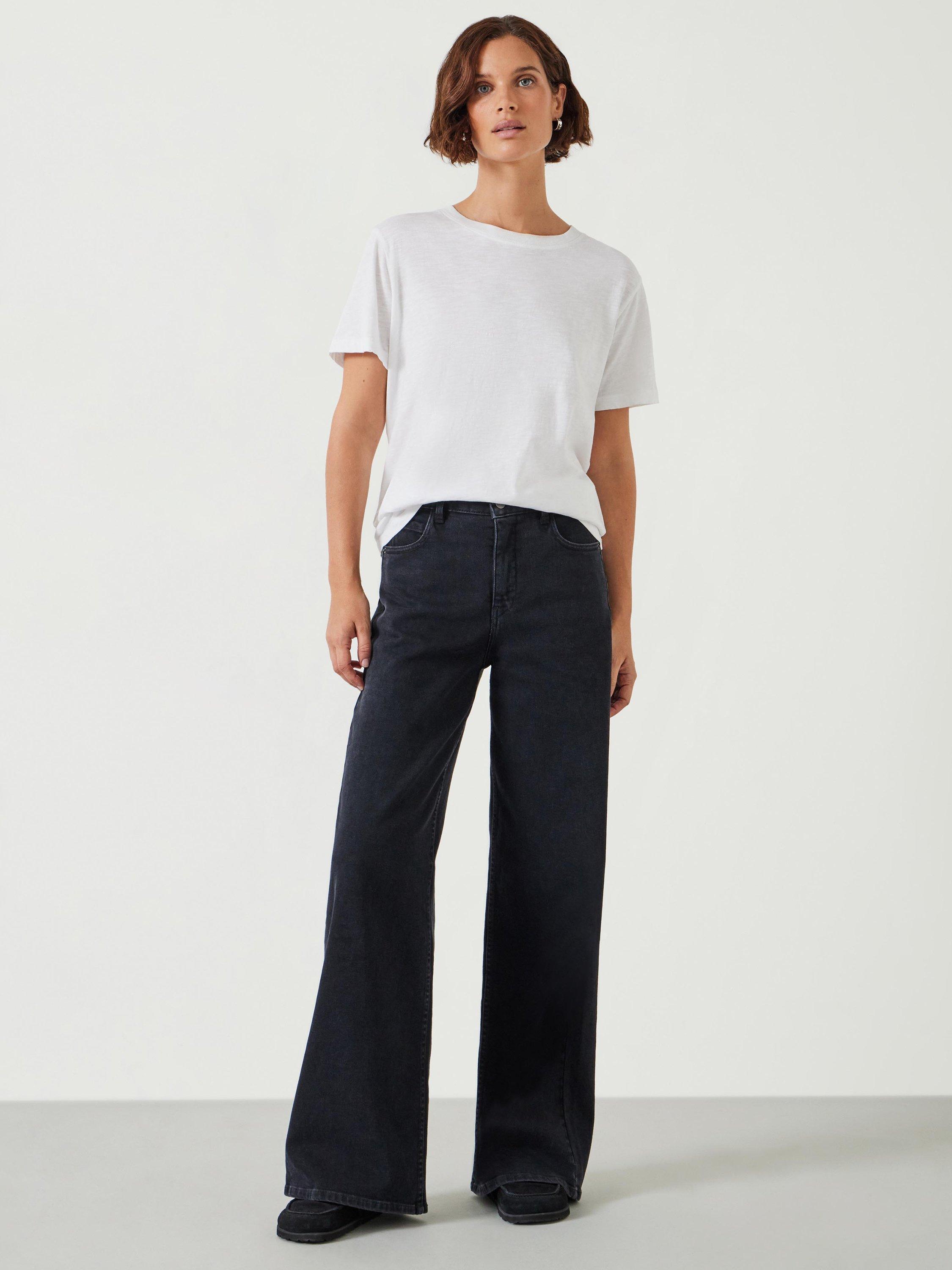 HUSH Agnes Wide Leg Jeans, Washed Black