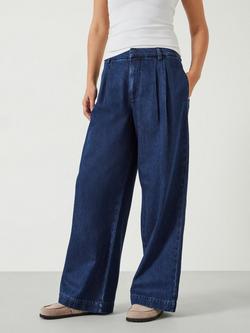HUSH Lya Pleat Front Wide Leg Jeans containing TENCEL™ Lyocell - view 2, Indigo Rinse Wash