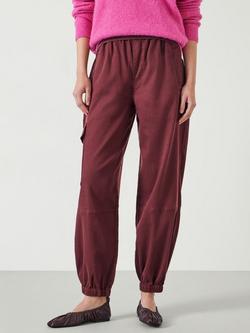 HUSH Ava Washed Cargo Trousers, Burgundy