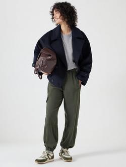 HUSH Ava Washed Cargo Trousers, Ivy Green