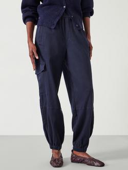 HUSH Ava Washed Cargo Trousers, Navy