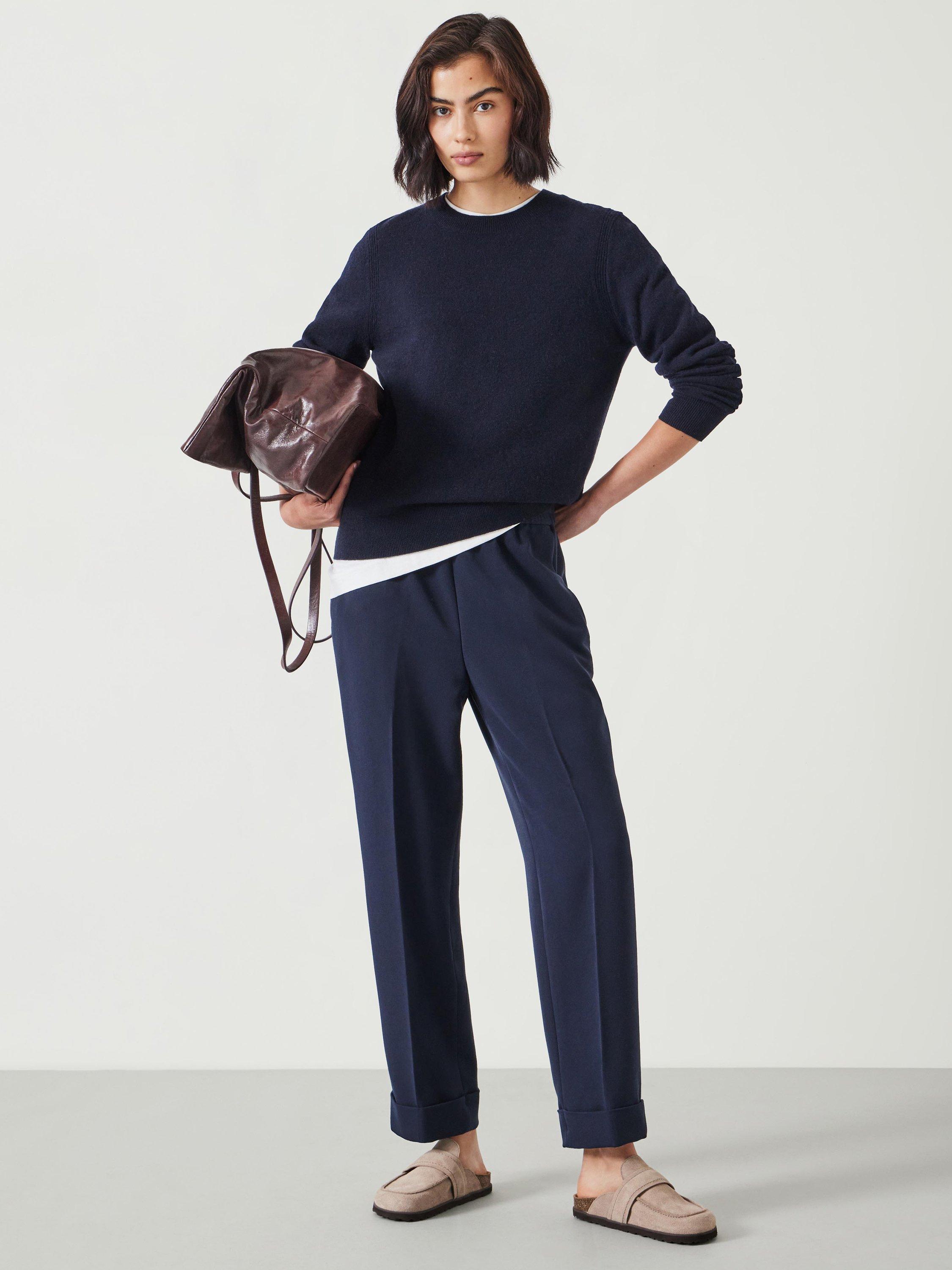 Product image 2 of 5, which shows HUSH Slim Pull On Suit Trousers, Navy, 4R