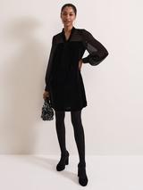 Phase Eight Felicity Semi Sheer Fringe Mini Dress, Black