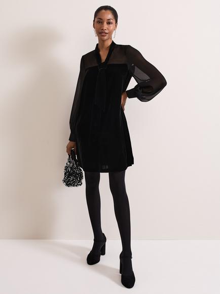 Phase Eight Seraphine Velvet Tunic Dress, Black, Black