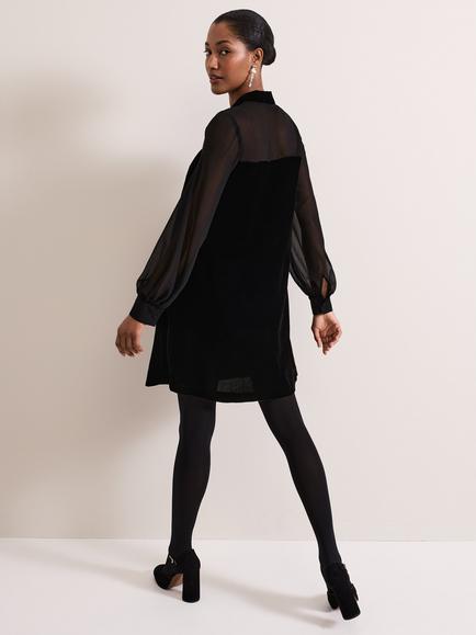Phase Eight Seraphine Velvet Tunic Dress, Black - view 2, Black