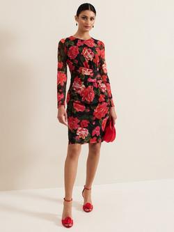Phase Eight Roshni Floral Ruched Midi Dress, Multi, Multi
