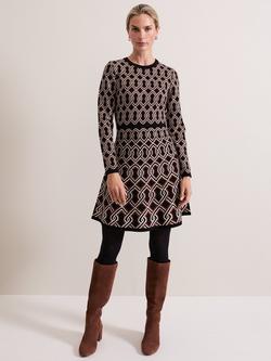 Phase Eight Josie Swing Dress, Black/Multi, Black/Multi