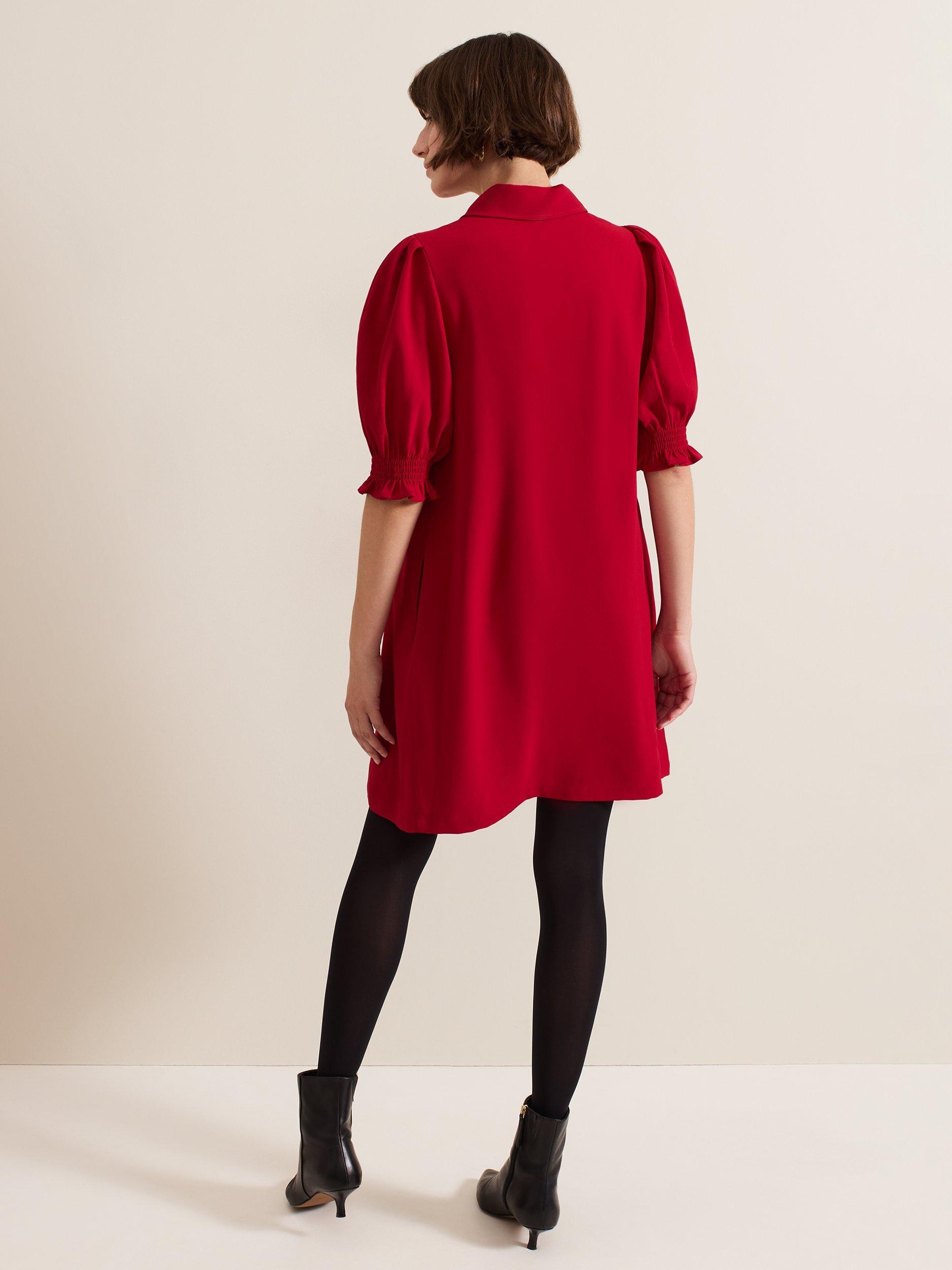 Product image 2 of 7, which shows Phase Eight Candice Zip Puff Sleeve Mini Dress, Red, 6