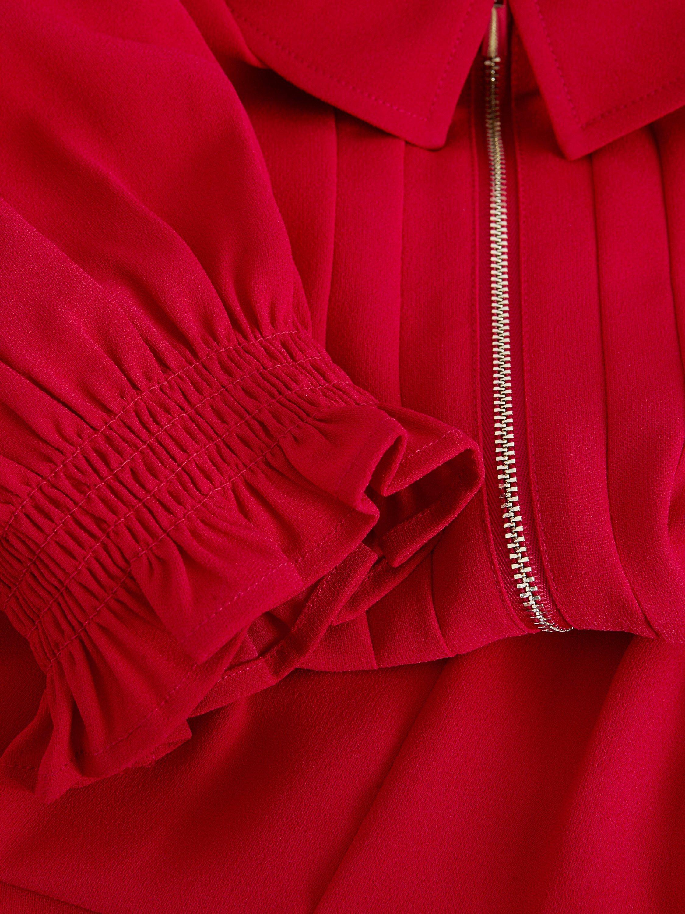 Product image 6 of 7, which shows Phase Eight Candice Zip Puff Sleeve Mini Dress, Red, 6