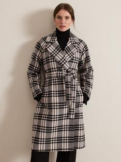 Phase Eight Petite Cassie Check Wool Blend Coat, Black/Ivory, Black/Ivory