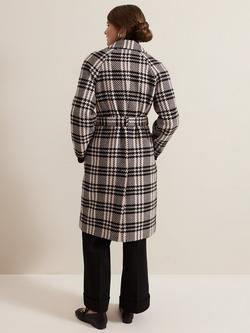 Phase Eight Petite Cassie Check Wool Blend Coat, Black/Ivory - view 2, Black/Ivory