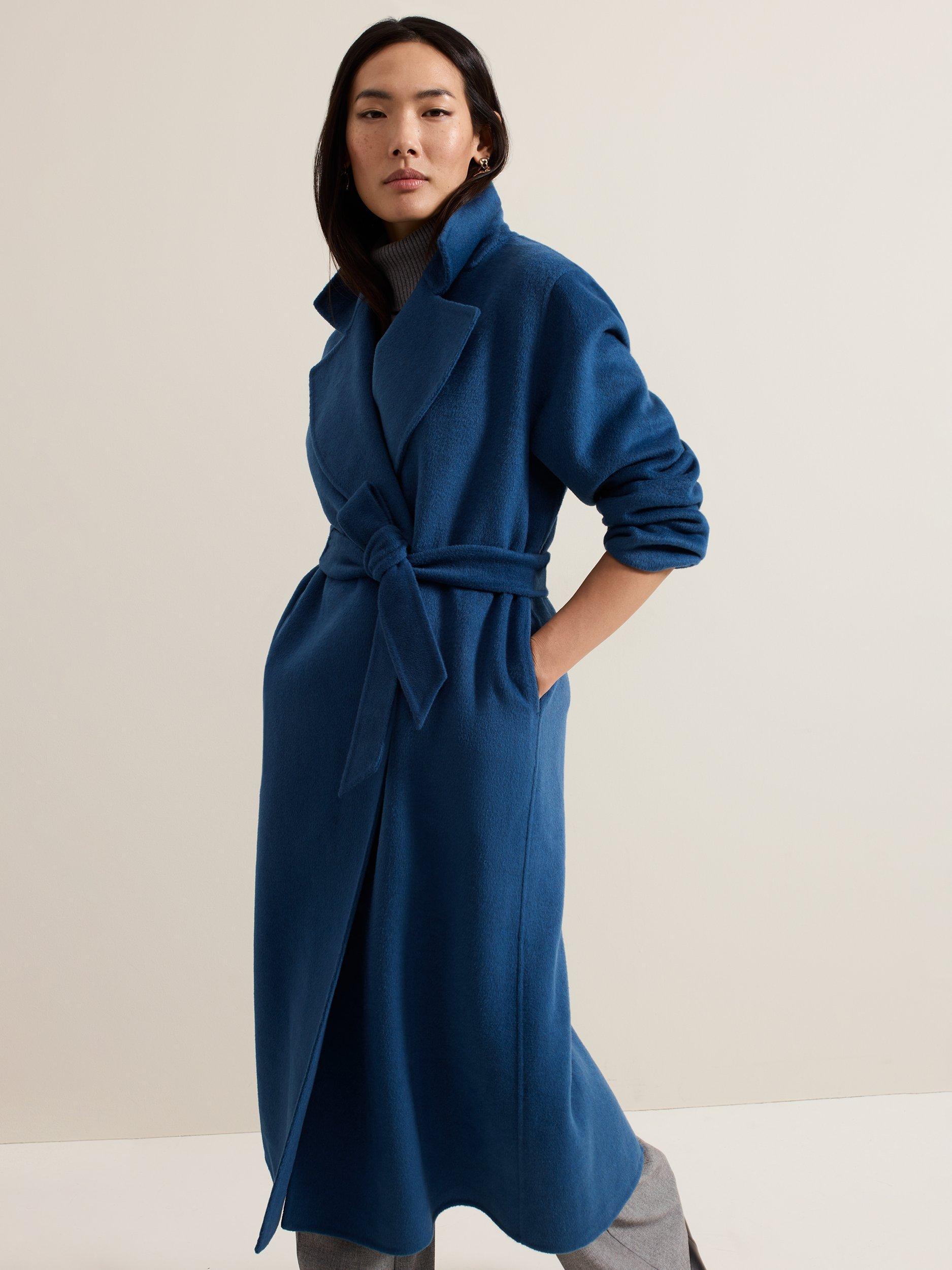 Phase Eight Darcy Double Faced Wool Blend Wrap Coat Teal