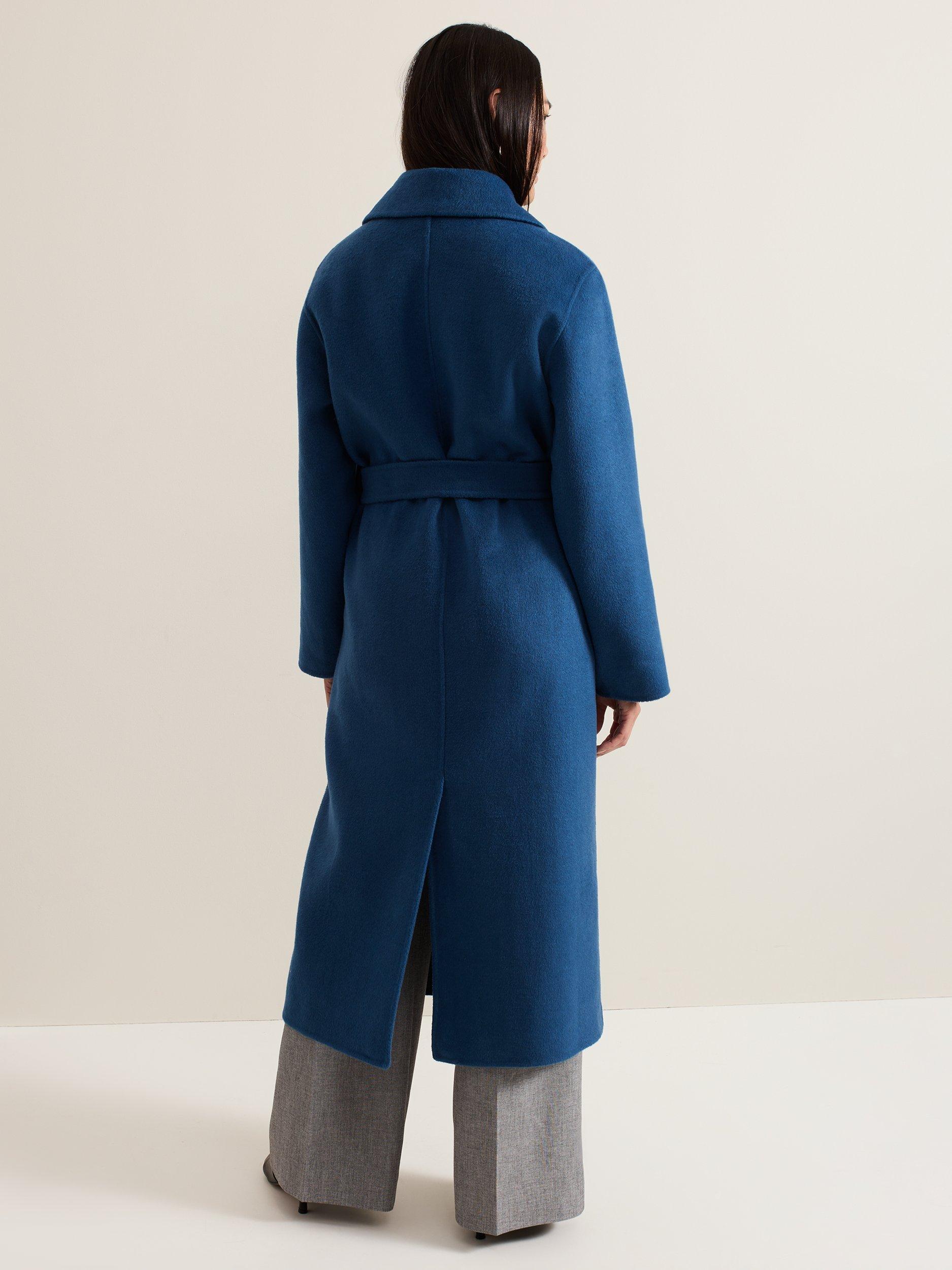 Product image 2 of 11, which shows Phase Eight Darcy Double Faced Wool Blend Wrap Coat, Teal, S