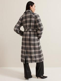 Phase Eight Cassie Wool Blend Dogtooth Coat, Black/Ivory - view 2, Black/Ivory