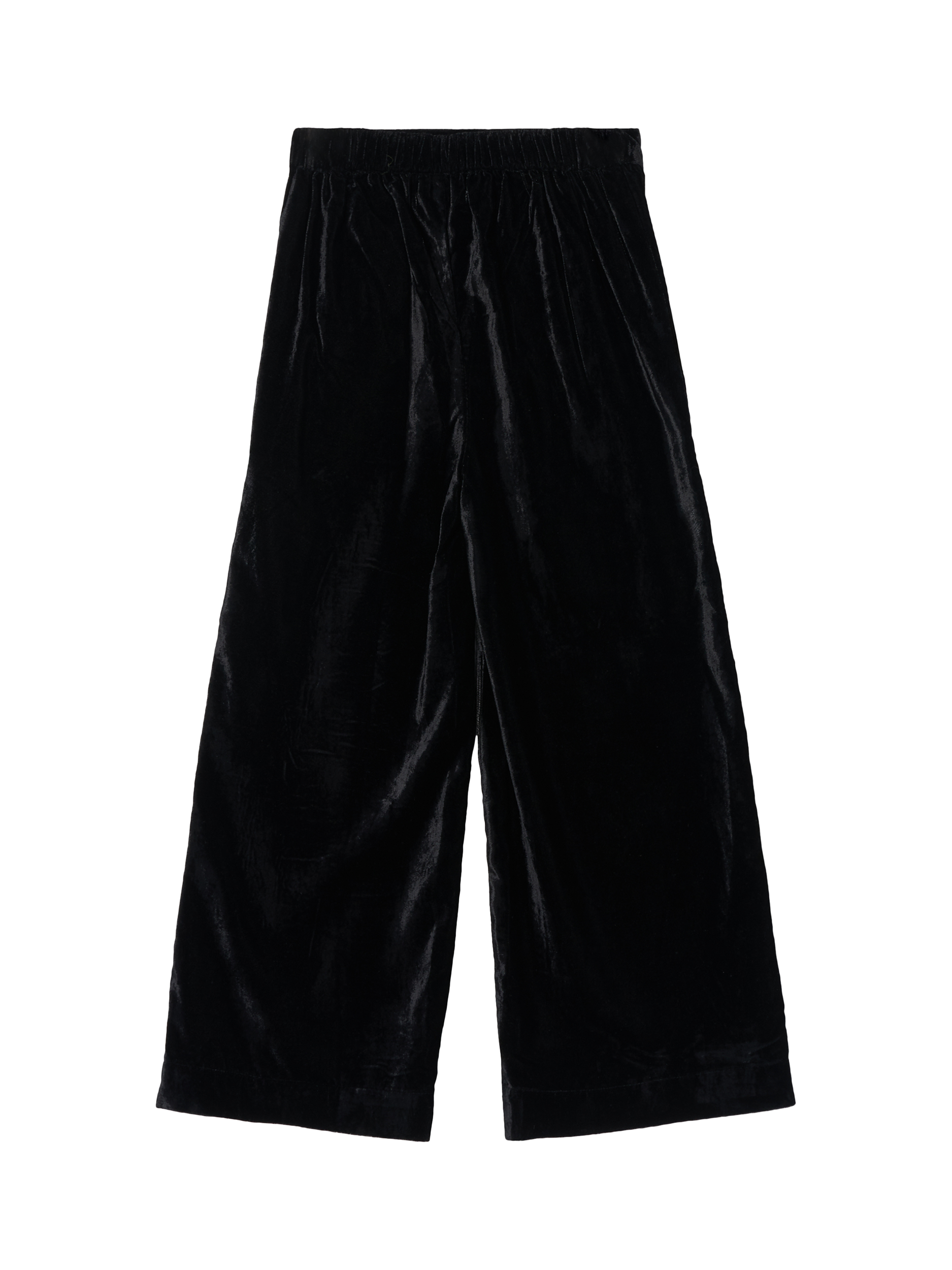 Product image 4 of 5, which shows Angel & Rocket Kids' Velvet Wide Leg Trousers, Black, 11 years