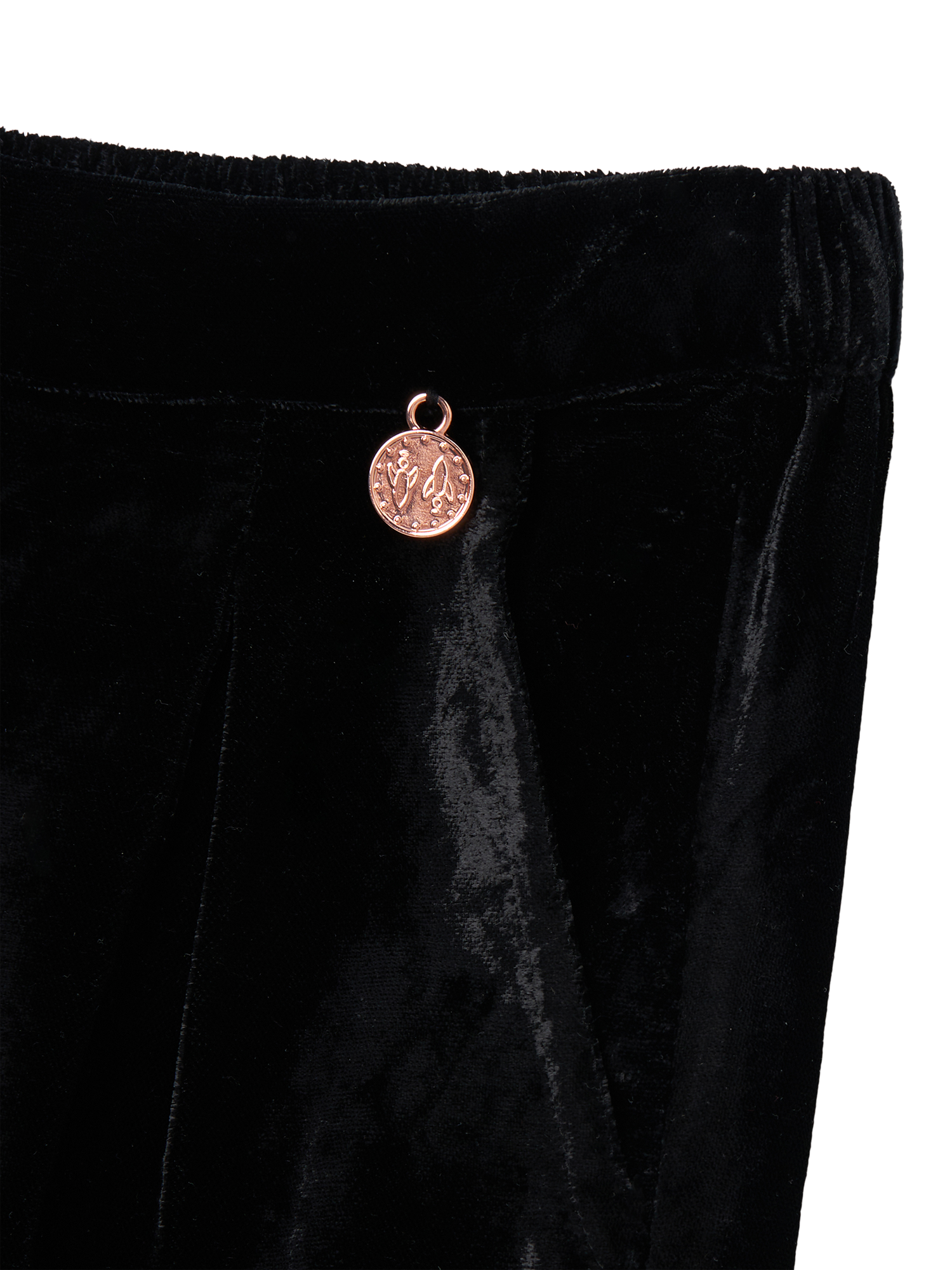 Product image 5 of 5, which shows Angel & Rocket Kids' Velvet Wide Leg Trousers, Black, 11 years