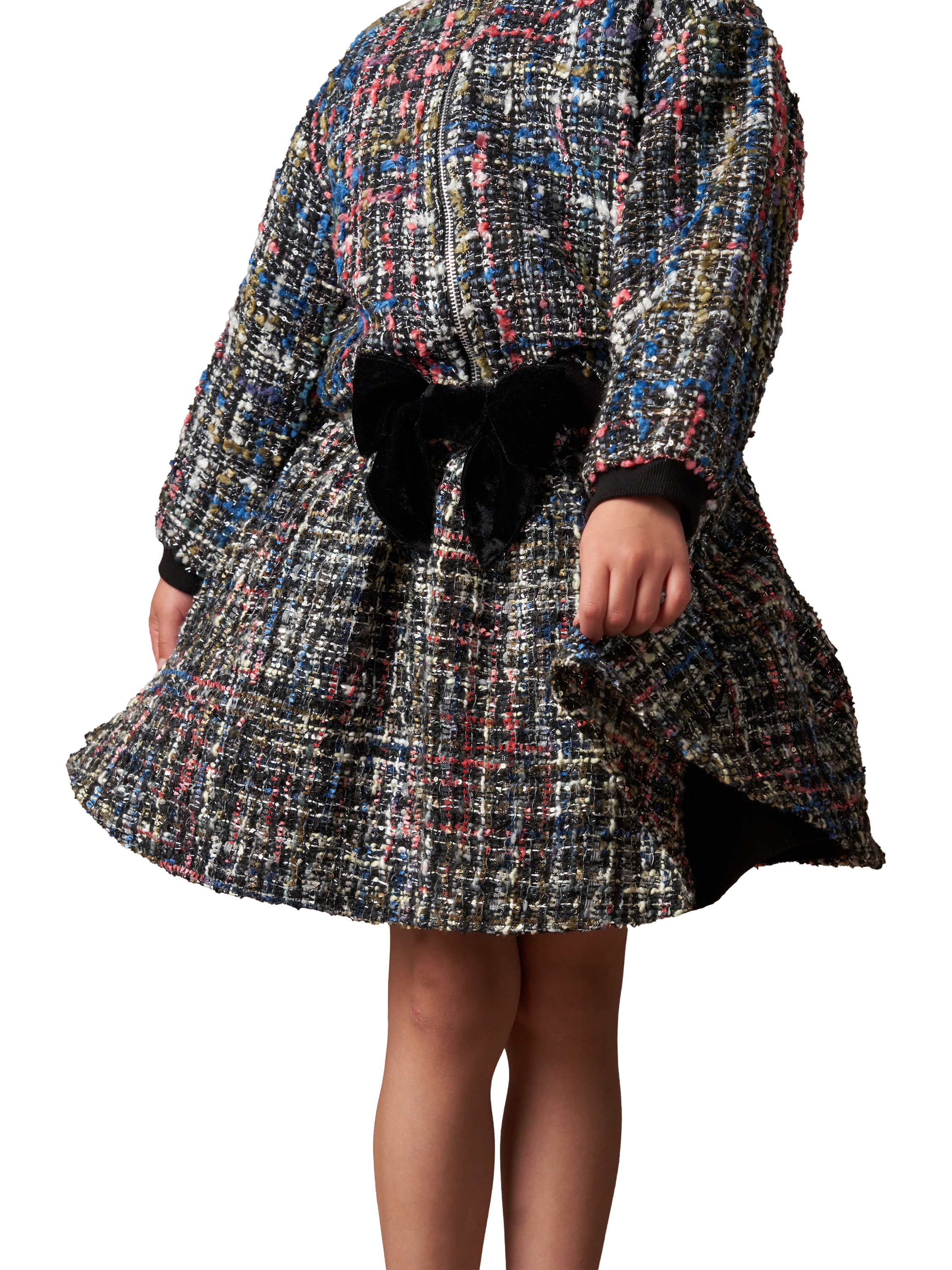 Product image 1 of 5, which shows Angel & Rocket Kids' Tweed Skirt, Black, 3 years