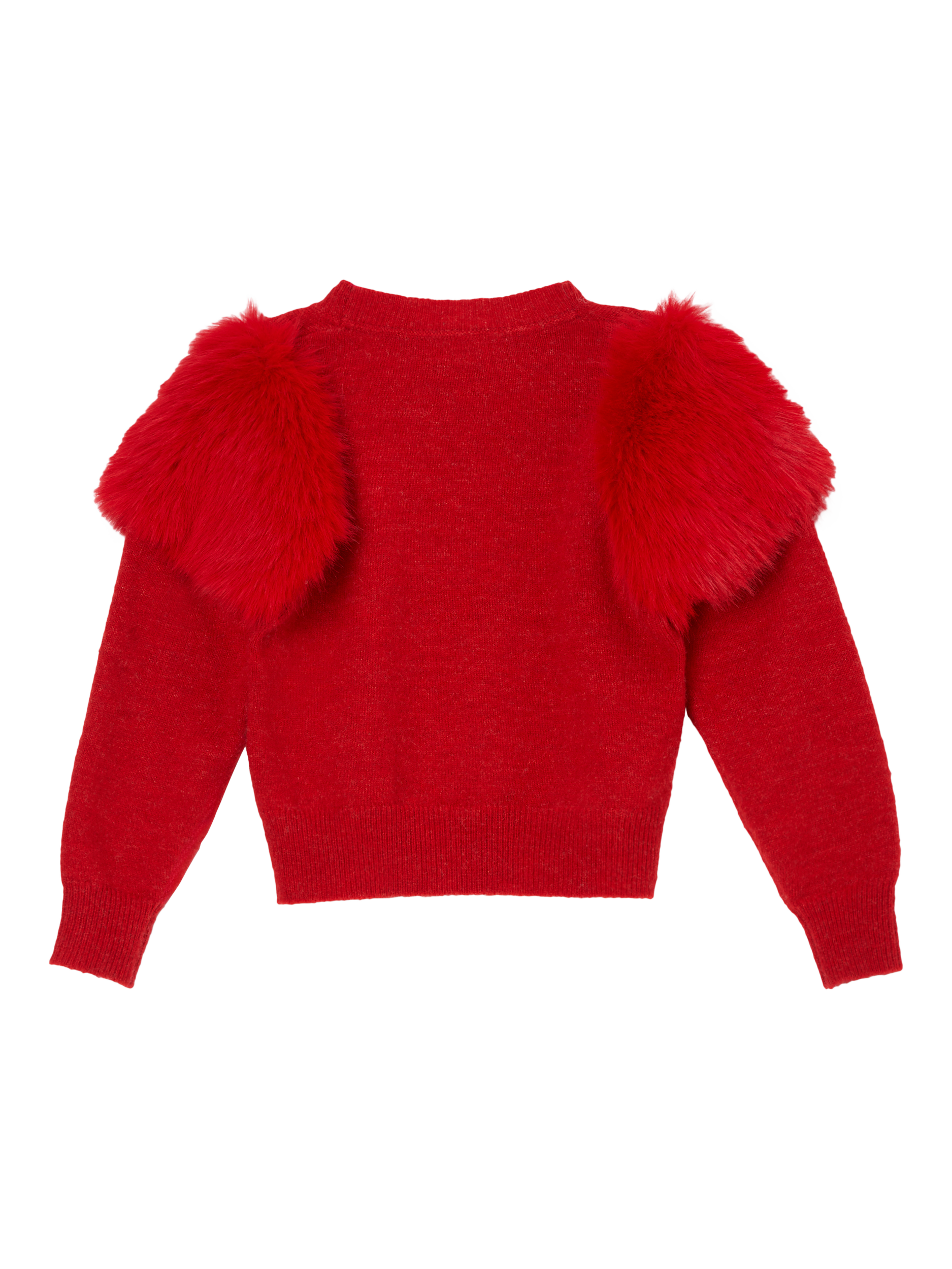 Product image 4 of 5, which shows Angel & Rocket Kids' Fur Shoulder Jumper, Red, 7-8 years