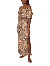NAIA Beach Halle Bardot Maxi Dress, Tan/Multi
