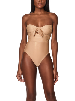 NAIA Beach Tuscany Bow Subtle Sculpt Swimsuit, Gold, Gold