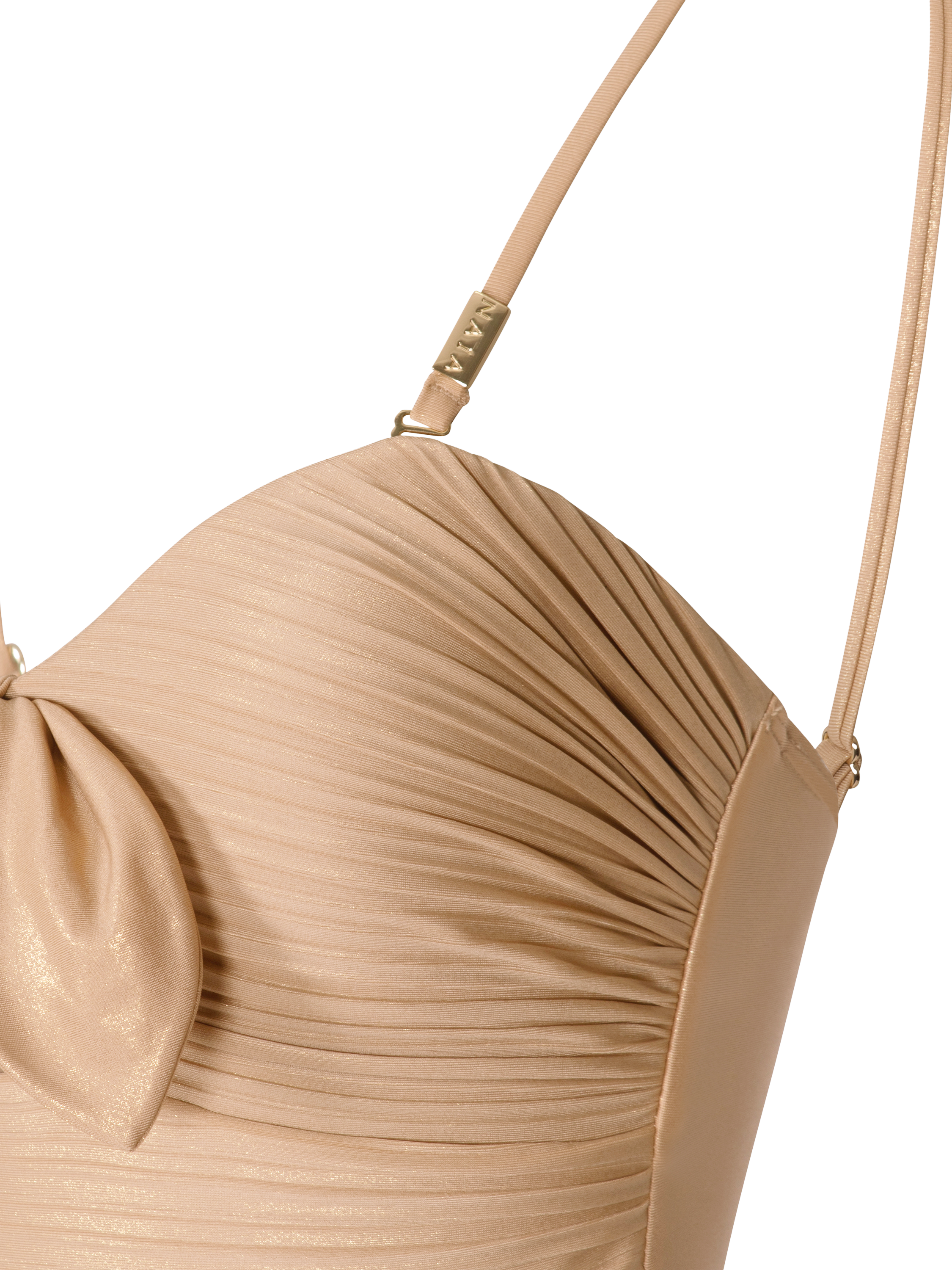 Product image 7 of 8, which shows NAIA Beach Tuscany Bow Subtle Sculpt Swimsuit, Gold, 8