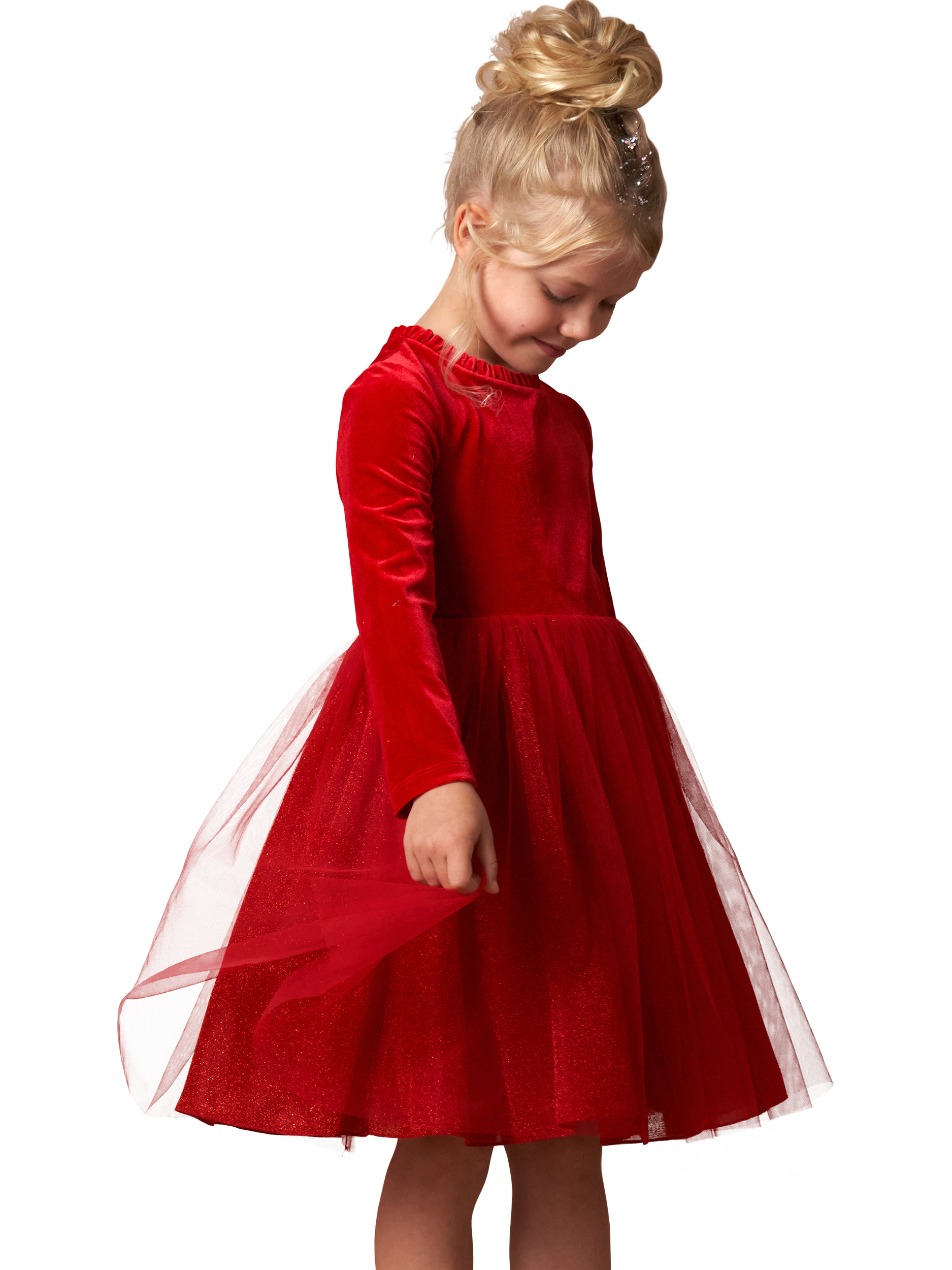Angel & Rocket Kids' Elsie Velvet Tulle Dress, Red