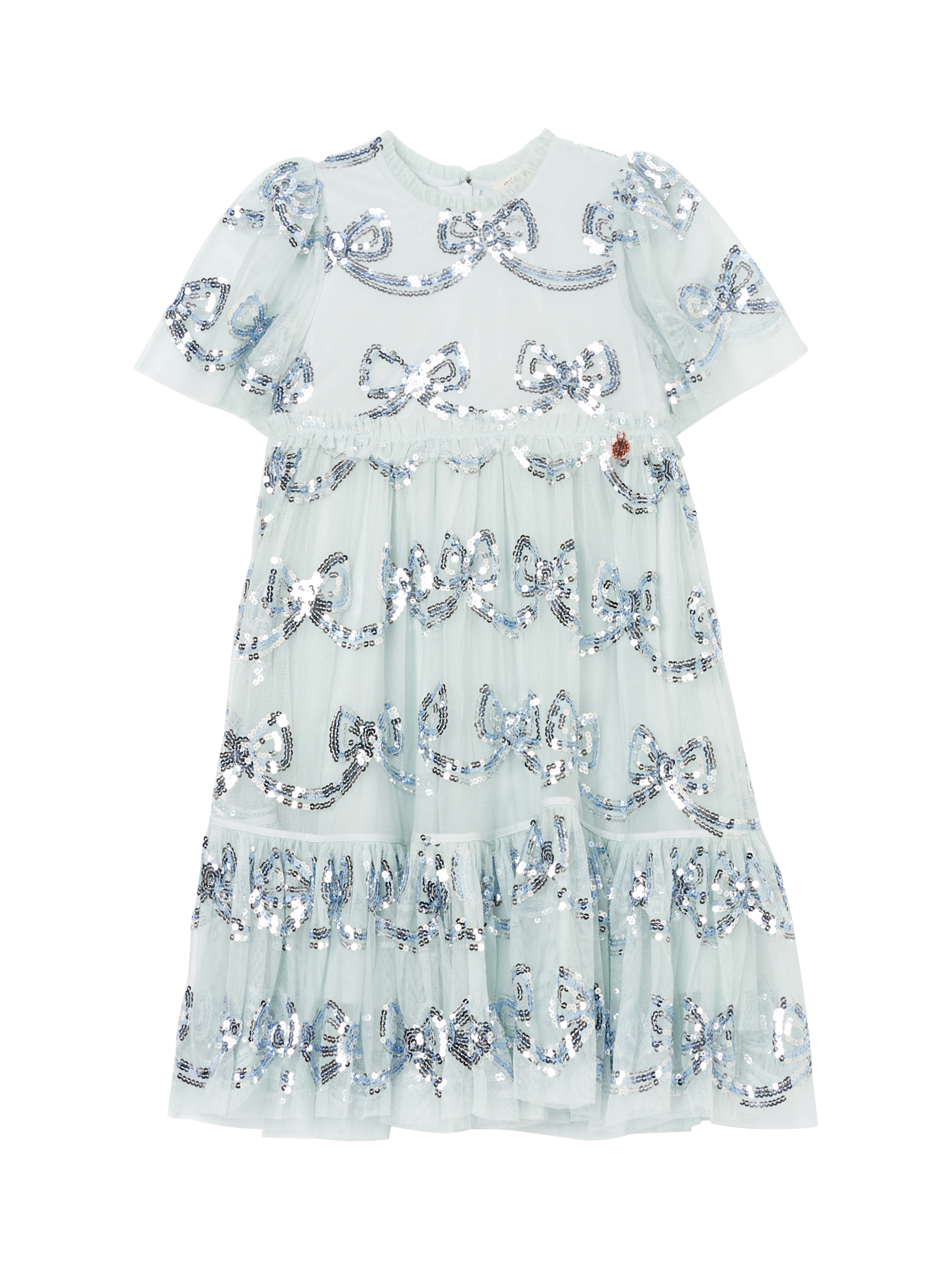 Product image 5 of 7, which shows Angel & Rocket Kids' Sequin Bow Dress, Blue, 3 years