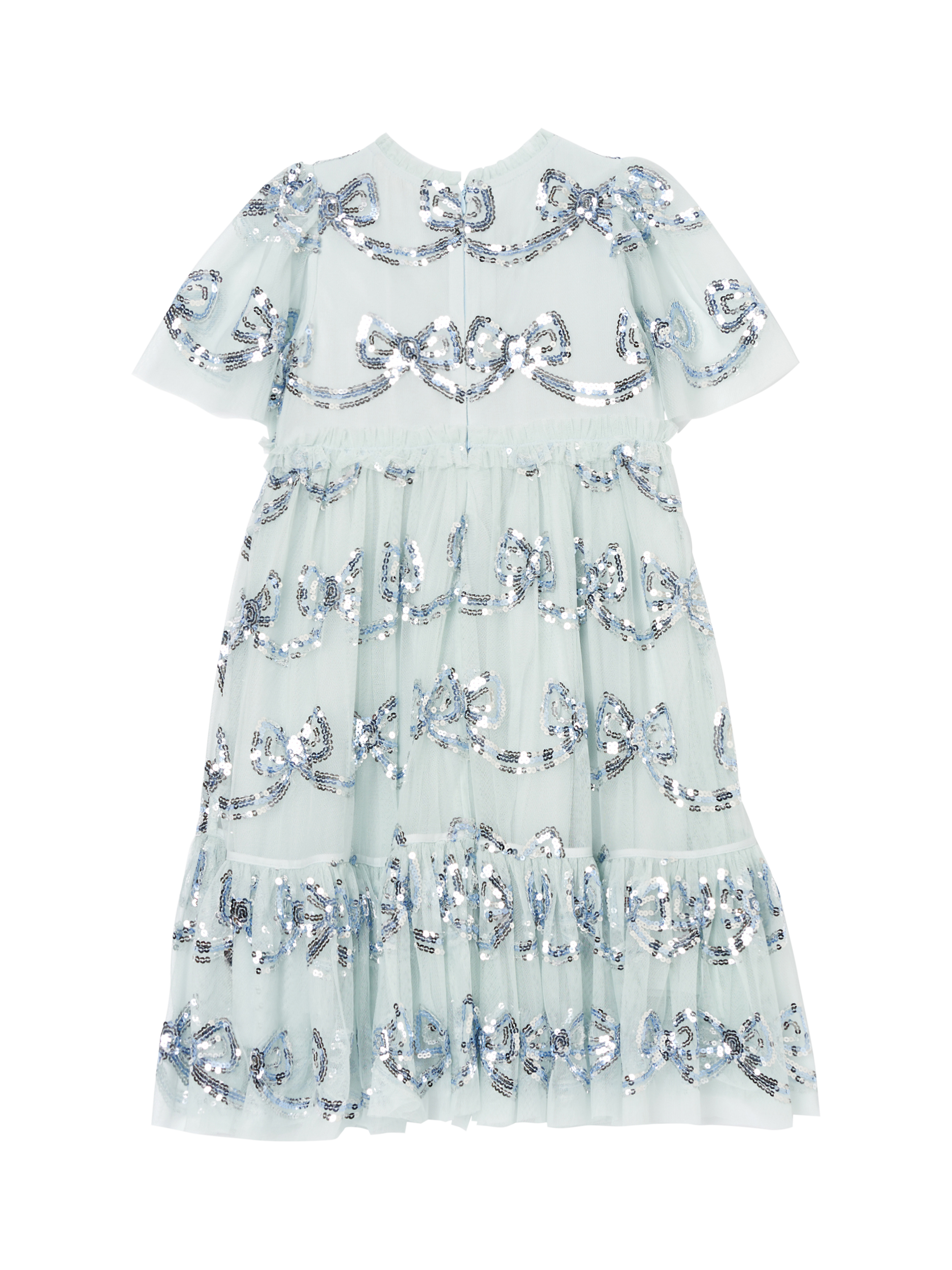 Product image 6 of 7, which shows Angel & Rocket Kids' Sequin Bow Dress, Blue, 3 years