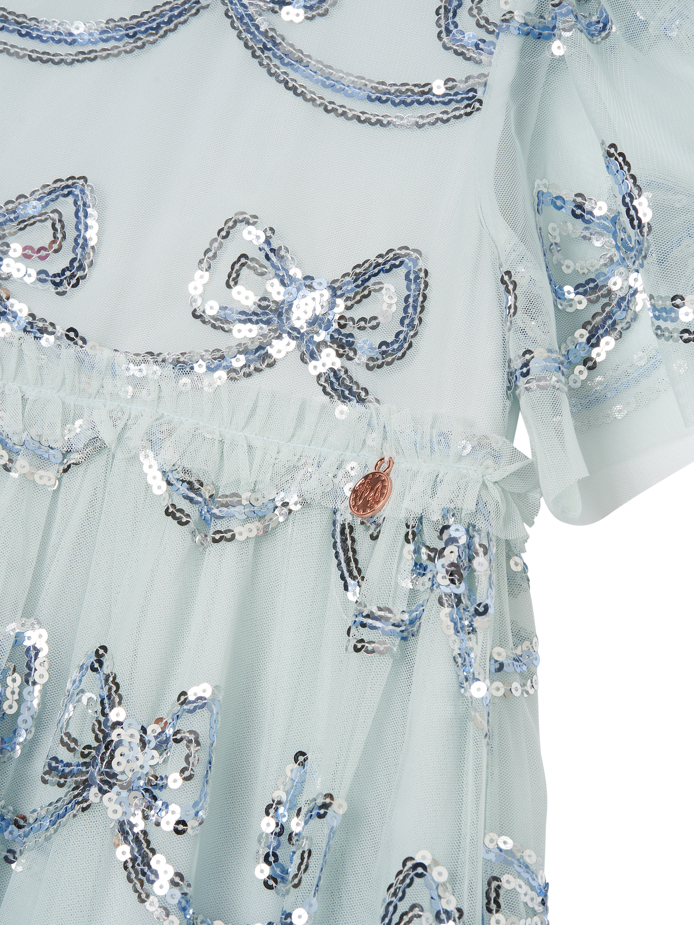 Product image 7 of 7, which shows Angel & Rocket Kids' Sequin Bow Dress, Blue, 3 years